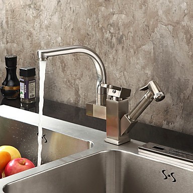 Solid Brass Spring Pull Out Kitchen Faucet - Polished Nickel Finish N1770 Solid Brass Spring Pull Out Kitchen Faucet - Polished Nickel Finish N1770