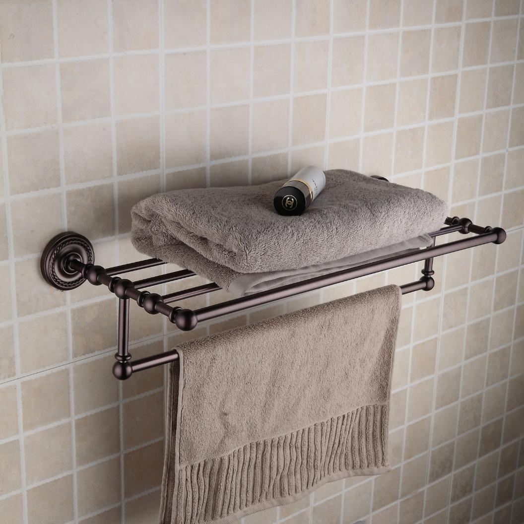 Oil Rubbed Bronze Brass 24 Inch Bathroom Shelf With Towel Bar ORB1004 Oil Rubbed Bronze Brass 24 Inch Bathroom Shelf With Towel Bar ORB1004