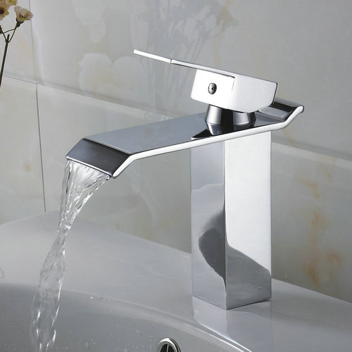 Contemporary Waterfall Bathroom Sink Faucet - Chrome Finish TQ3002 Contemporary Waterfall Bathroom Sink Faucet - Chrome Finish TQ3002