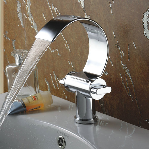 Special Design Brass Chrome Finish Waterfall Curve Spout Bathroom Sink Faucet TQ3025 Special Design Brass Chrome Finish Waterfall Curve Spout Bathroom Sink Faucet TQ3025