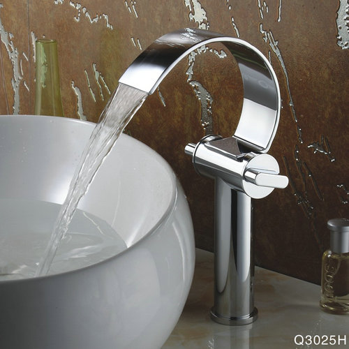 Special Design Chrome Finish Waterfall High Curve Spout Bathroom Sink Faucet TQ3025H Special Design Chrome Finish Waterfall High Curve Spout Bathroom Sink Faucet TQ3025H