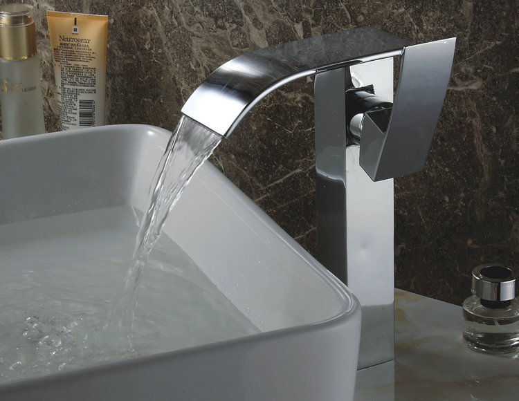 Chrome Finish Contemporary Waterfall Bathroom Sink Faucet (Tall) TQ3026H Chrome Finish Contemporary Waterfall Bathroom Sink Faucet (Tall) TQ3026H