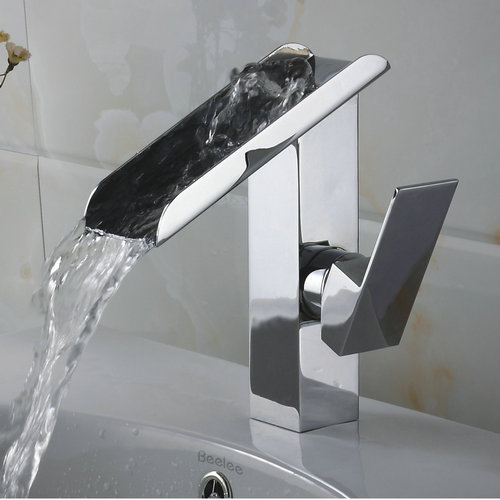 Single Handle Contemporary Solid Brass Waterfall Bathroom Sink Faucet Chrome Finish TQ3028 Single Handle Contemporary Solid Brass Waterfall Bathroom Sink Faucet Chrome Finish TQ3028