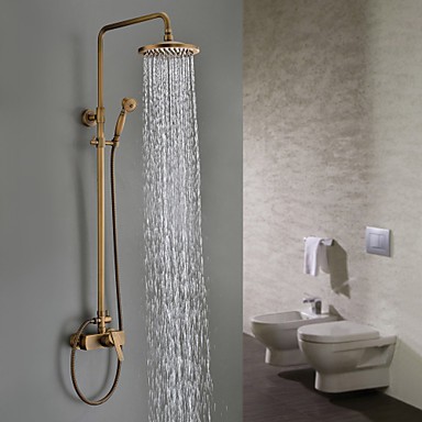 Traditional Antique Brass 8 inch Shower Head + Hand Shower Tub Shower Faucet - SA008 Traditional Antique Brass 8 inch Shower Head + Hand Shower Tub Shower Faucet - SA008