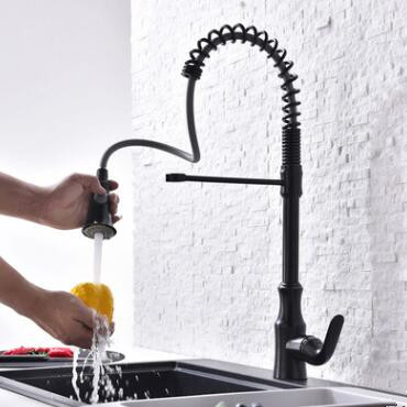 Pull Out Kitchen Faucet Black Bronze Brass Spring Kitchen Sink Faucet T0110P Pull Out Kitchen Faucet Black Bronze Brass Spring Kitchen Sink Faucet T0110P