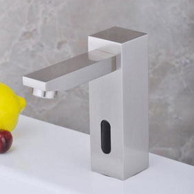 Contemporary Nickel Brushed Automatic Sensor Cold Bathroom Sink Faucet - T0116N Contemporary Nickel Brushed Automatic Sensor Cold Bathroom Sink Faucet - T0116N