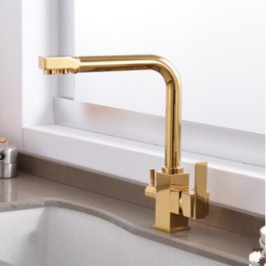 Antique Golden Printed Three Way Drinking Water Square Handle Kitchen Sink Faucet T0200G Antique Golden Printed Three Way Drinking Water Square Handle Kitchen Sink Faucet T0200G