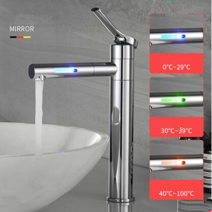 LED Color Changing Waterfall 360° Rotatable Chrome Mixer Tall Bathroom Sink Faucet T0228LF LED Color Changing Waterfall 360° Rotatable Chrome Mixer Tall Bathroom Sink Faucet T0228LF