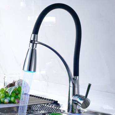 Brass Pull Out LED SPRING Kitchen Mixer Sink Faucet T0243BP Brass Pull Out LED SPRING Kitchen Mixer Sink Faucet T0243BP