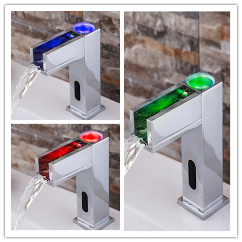 Automatic Brass LED Color Changing Bathroom Sink Faucet T0380 Automatic Brass LED Color Changing Bathroom Sink Faucet T0380