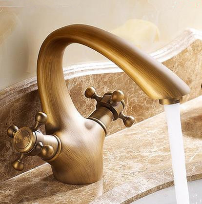 Antique Brass Centerset Two Handles Bathroom Sink Faucet T0402A Antique Brass Centerset Two Handles Bathroom Sink Faucet T0402A