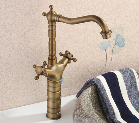 Antique Brass Finish Bathroom Sink Faucet (Tall) T0415H Antique Brass Finish Bathroom Sink Faucet (Tall) T0415H
