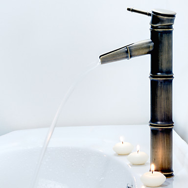 Antique Bronze Waterfall Bamboo Shape Design Single Handle Bathroom Sink Faucet T0417 Antique Bronze Waterfall Bamboo Shape Design Single Handle Bathroom Sink Faucet T0417