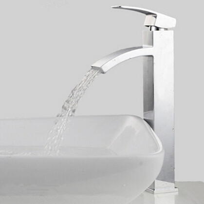 Best Sell Brass Waterfall Bathroom Faucet Single Hole High Faucet T1022C Best Sell Brass Waterfall Bathroom Faucet Single Hole High Faucet T1022C