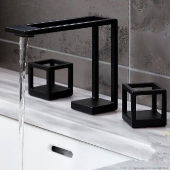 Art Designed Matte Black Brass Mixer Two Handles Bathroom Sink Faucet Basin Faucet T4980B Art Designed Matte Black Brass Mixer Two Handles Bathroom Sink Faucet Basin Faucet T4980B