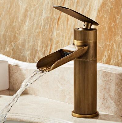 Antique Brass Waterfall Mixer Bathroom Sink Faucet TA0140 Antique Brass Waterfall Mixer Bathroom Sink Faucet TA0140