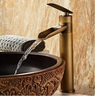 Antique Brass Waterfall Mixer High Version Bathroom Sink Faucet TA0140H Antique Brass Waterfall Mixer High Version Bathroom Sink Faucet TA0140H