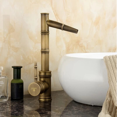 Antique Brass Bathroom Vintage Sink Tap Mixer Water Bamboo Faucet TA178G Antique Brass Bathroom Vintage Sink Tap Mixer Water Bamboo Faucet TA178G