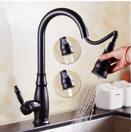 Antique Black Bronze Brass Changing Outlet Pull Out Mixer Water Kitchen Faucet TA368P Antique Black Bronze Brass Changing Outlet Pull Out Mixer Water Kitchen Faucet TA368P
