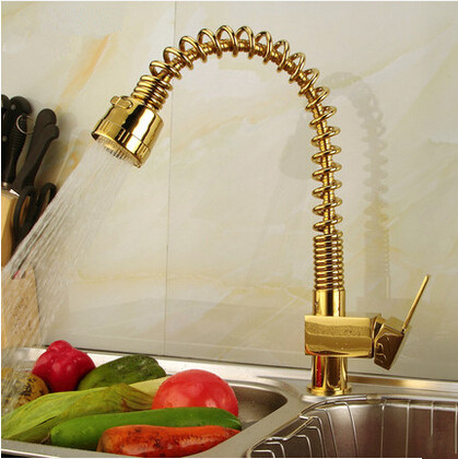 New Gold Printed Brass Spring Pull Down Kitchen Sink Faucet TA530G New Gold Printed Brass Spring Pull Down Kitchen Sink Faucet TA530G