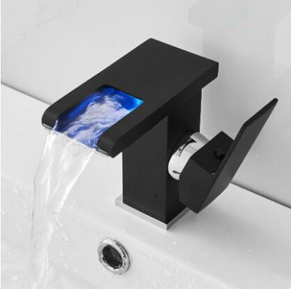 Black Bronze Brass Waterfall Bathroom LED Color Changing Sink Faucet TB0238 Black Bronze Brass Waterfall Bathroom LED Color Changing Sink Faucet TB0238