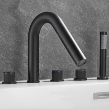 Antique Black Brass Five-Pieces Elbow Spout Tub Faucet with Hand Shower TB0508F Antique Black Brass Five-Pieces Elbow Spout Tub Faucet with Hand Shower TB0508F