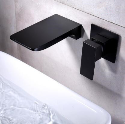 Concealed Black Wall Mounted Hot-Melt Waterfall Mixer Bathroom Sink Faucet TB0539 Concealed Black Wall Mounted Hot-Melt Waterfall Mixer Bathroom Sink Faucet TB0539
