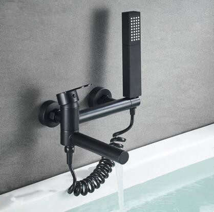 Black Wall Mounted Brass Mixer Bathroom Bathtub Faucet With Hand Shower TB238F Black Wall Mounted Brass Mixer Bathroom Bathtub Faucet With Hand Shower TB238F