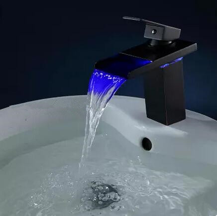 New Black Bronze Brass Temperature Control LED Bathroom Sink Faucet TB268L New Black Bronze Brass Temperature Control LED Bathroom Sink Faucet TB268L