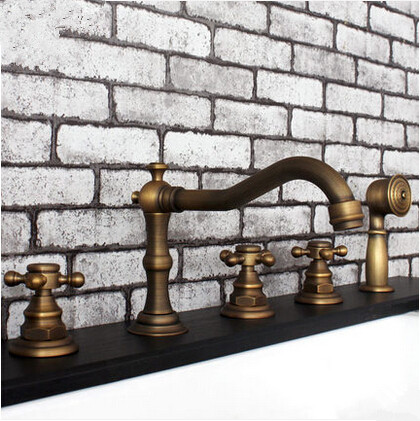 Antique Brass Five-Pieces Bathroom Bathtub Shower Mixer Faucets FTB455A Antique Brass Five-Pieces Bathroom Bathtub Shower Mixer Faucets FTB455A