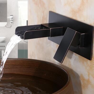 Antique Basin Faucet Black Bronze Brass Wall Mounted Waterall Bathroom Sink Faucet TB498W Antique Basin Faucet Black Bronze Brass Wall Mounted Waterall Bathroom Sink Faucet TB498W
