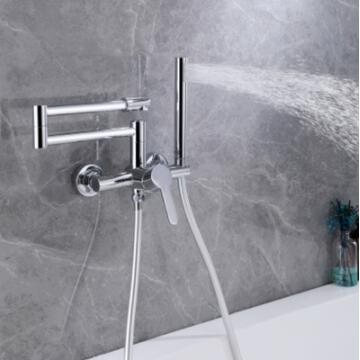 Bathtub Faucet Bathroom Wall Mounted Collapsible Spout Brass Chrome Finished with Hand Shower TC0408F Bathtub Faucet Bathroom Wall Mounted Collapsible Spout Brass Chrome Finished with Hand Shower TC0408F