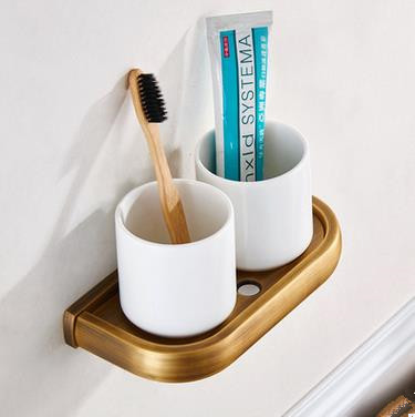 Antique Brass Double Cups Bathroom Accessory Toothbrush Holder TCB052 Antique Brass Double Cups Bathroom Accessory Toothbrush Holder TCB052