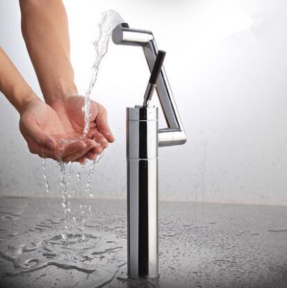 Art Designed Brass Chrome Finished Rotatable Mixer Bathroom Sink Faucet High Version TF0198PH Art Designed Brass Chrome Finished Rotatable Mixer Bathroom Sink Faucet High Version TF0198PH