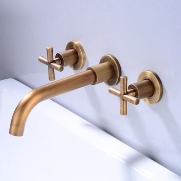 Antique Brass Concealed Installation Wall Mounted Two Handles Bathroom Sink Faucet TF0375A Antique Brass Concealed Installation Wall Mounted Two Handles Bathroom Sink Faucet TF0375A