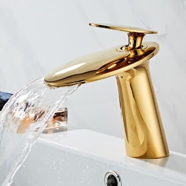 Bathroom Basin Faucets Golden Finished Brass Mixer Waterfall Bathroom Sink Faucet TFG0208 Bathroom Basin Faucets Golden Finished Brass Mixer Waterfall Bathroom Sink Faucet TFG0208