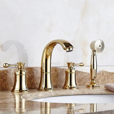Antique Brass Golden Printed Four-pieces with Hand Shower Bathroom Sink Faucets Bathtub Faucets TG0393 Antique Brass Golden Printed Four-pieces with Hand Shower Bathroom Sink Faucets Bathtub Faucets TG0393