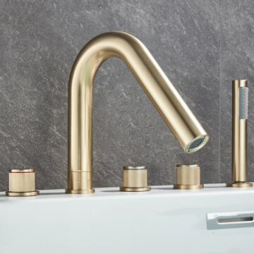 Antique Brass Nickel Brushed Golden Five-Pieces Elbow Spout Tub Faucet with Hand Shower TG0508F Antique Brass Nickel Brushed Golden Five-Pieces Elbow Spout Tub Faucet with Hand Shower TG0508F
