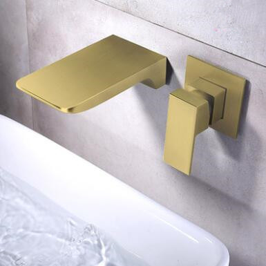 Concealed Golden Wall Mounted Hot-Melt Waterfall Mixer Bathroom Sink Faucet TG0539 Concealed Golden Wall Mounted Hot-Melt Waterfall Mixer Bathroom Sink Faucet TG0539