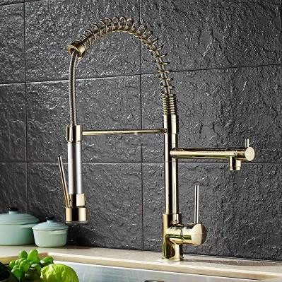 Antique Brass Golden Kitchen Pull Out Mixer Sink faucet TG2098