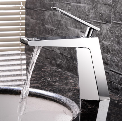 New Brass Chrome Finished Waterfall Mixer Water Bathroom Sink Faucet FHP304 New Brass Chrome Finished Waterfall Mixer Water Bathroom Sink Faucet FHP304