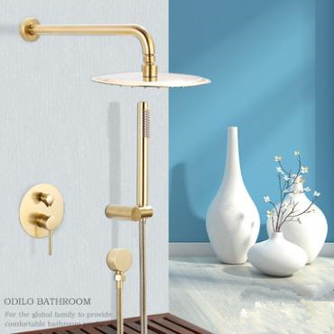 Brass Nickel Brushed Golden Bathroom Concealed Installation Rainfall Shower Set TS0818G Brass Nickel Brushed Golden Bathroom Concealed Installation Rainfall Shower Set TS0818G