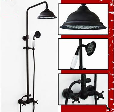 Design Black Bronze Brass Two Handles Rainfall Shower Faucet TS578B