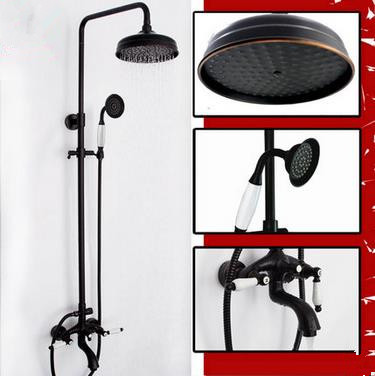 New Antique Black Bronze Brass Two Handles Rainfall Shower Faucet TS638B New Antique Black Bronze Brass Two Handles Rainfall Shower Faucet TS638B