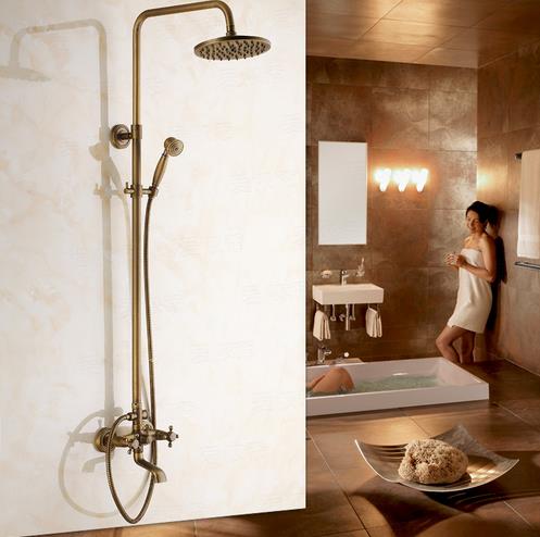 Antique Brass Tub 8 inch Shower Head + Hand Shower Shower Faucet - TSA003 Antique Brass Tub 8 inch Shower Head + Hand Shower Shower Faucet - TSA003