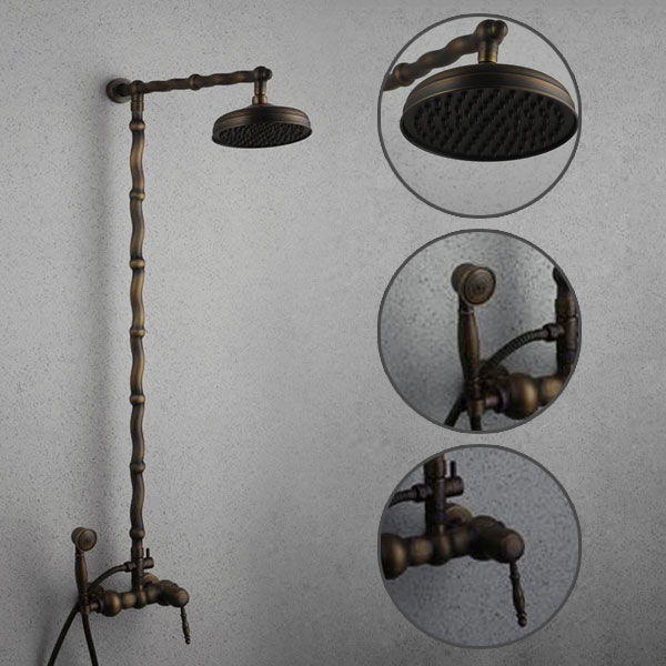 Antique Brass Single Handle Three Holes Wall Mount Rainfall + Handheld Shower Faucet TSA006 Antique Brass Single Handle Three Holes Wall Mount Rainfall + Handheld Shower Faucet TSA006