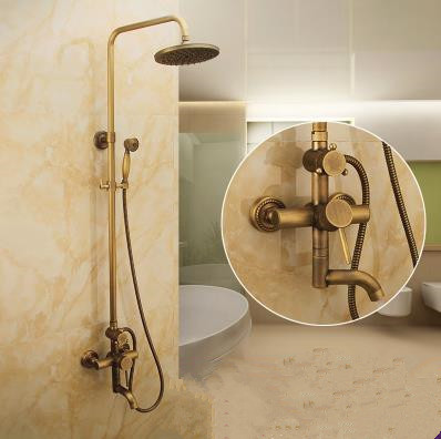 Antique Wall Mount 8 inch Shower Head + Hand Shower Tub Shower Faucet - TSA007 Antique Wall Mount 8 inch Shower Head + Hand Shower Tub Shower Faucet - TSA007