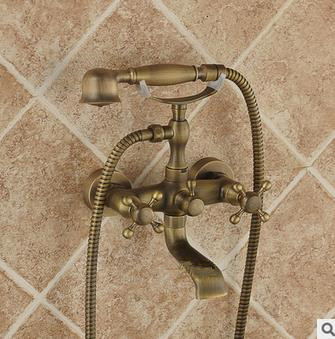 Traditional Antique Brass Finish Tub Faucet with Hand Shower - TSA011 Traditional Antique Brass Finish Tub Faucet with Hand Shower - TSA011