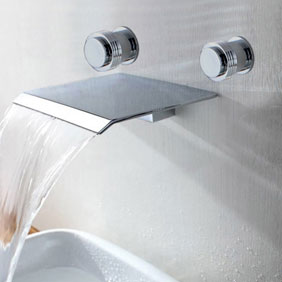 Chrome Finish Waterfall Bathroom Sink Faucet (Wall Mount) T7008A Chrome Finish Waterfall Bathroom Sink Faucet (Wall Mount) T7008A