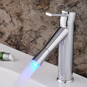 Contemporary Color Changing LED Bathroom Sink Faucet - T1896F Contemporary Color Changing LED Bathroom Sink Faucet - T1896F